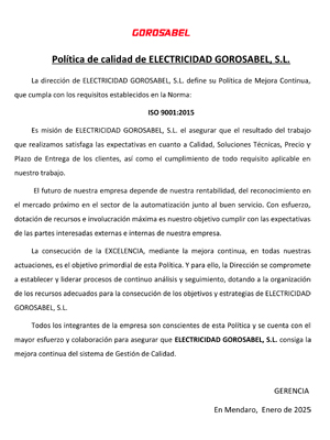 Política de calidad
