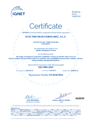 Certificado IQNet: Sistema de Aseguramiento de la Calidad